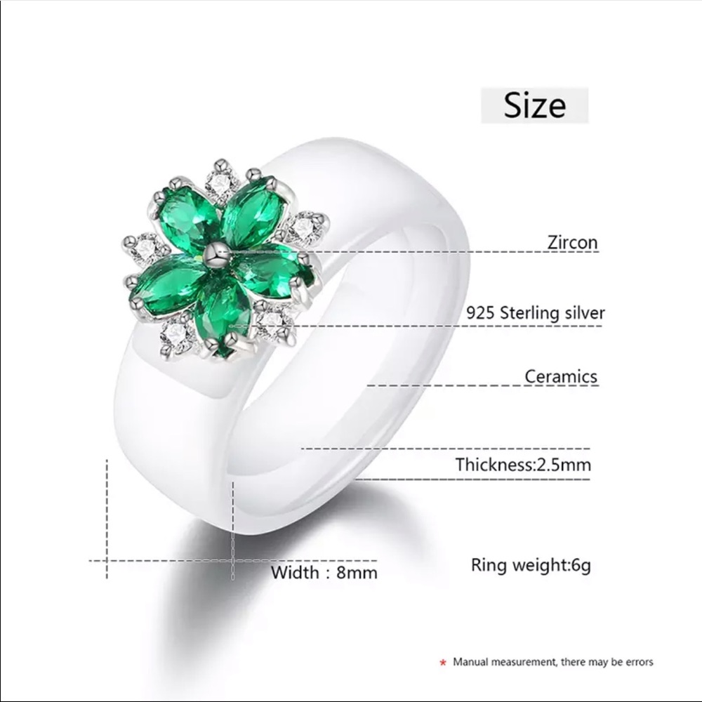 Size 7❗️White ceramic pink zirconia ring - Picture 6 of 8